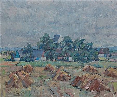 Haystacks, 1943 by Carl Berndtsson - Auction record, sale price, and art valuation. Compare with similar artists and explore comparable artworks.