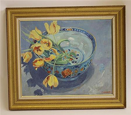 Still Life with Yellow Tulips and a Chinese Porcelain Bowl