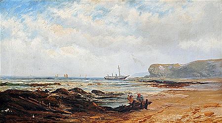 Beach Scene with Figures in the Foreground by John F Bland - Auction record, sale price, and art valuation. Compare with similar artists and explore comparable artworks.