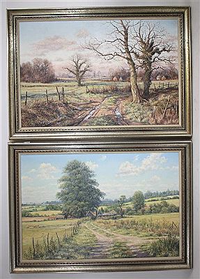 The Track through the Farm and Midwinter Sunshine, Hampshire, a pair