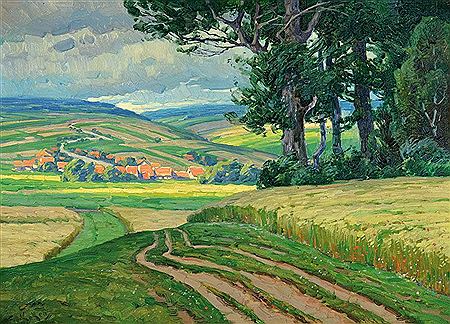 Summery landscape overlooking a village by Friedrich Hans Koken - Auction record, sale price, and art valuation. Compare with similar artists and explore comparable artworks.