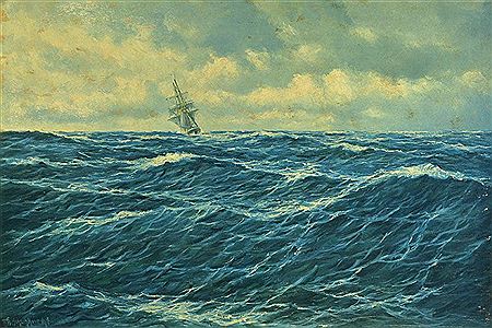 Sailing ship on a stormy sea