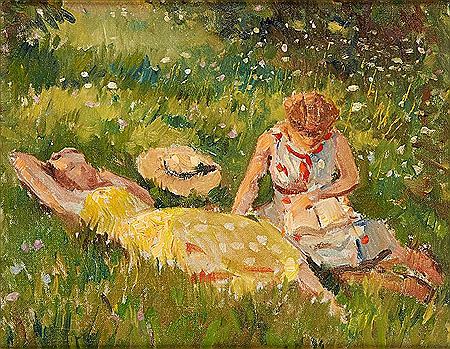 La lecture dans le pré fleuri
