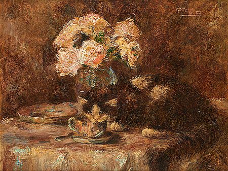 Le chat à la tasse de thé. by Madeleine Tombu - Auction record, sale price, and art valuation. Compare with similar artists and explore comparable artworks.