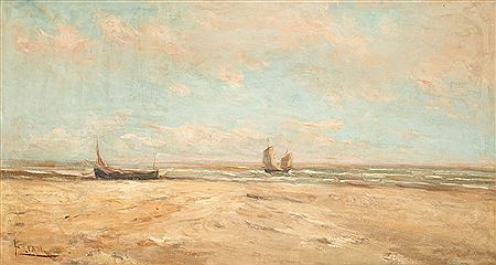 Barque de pêche sous voile rentrant à la plage.