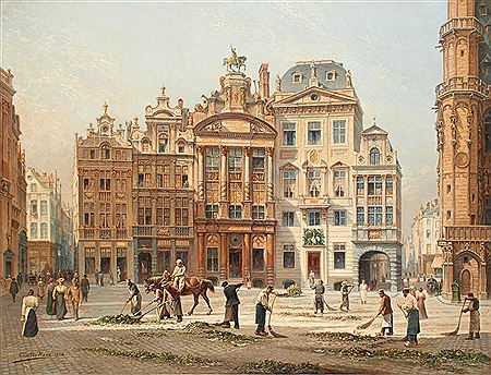 Balayage des feuilles sur La Grand Place de Bruxelles by Franz Van Den Hove - Auction record, sale price, and art valuation. Compare with similar artists and explore comparable artworks.