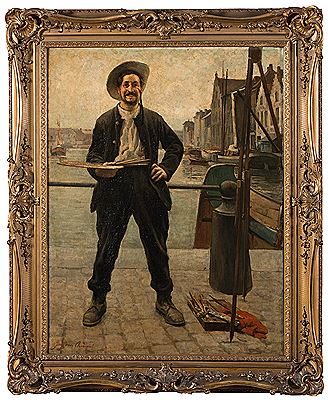 "Le peintre devant le bassin du port de Bruxelles"