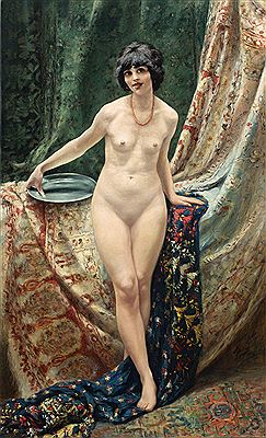 "Femme nue aux tapis persans"