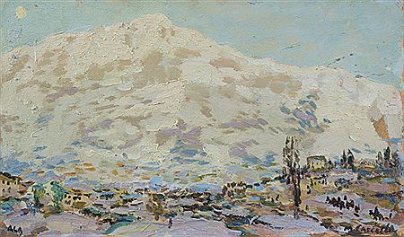 "Paesaggio con montagne sullo sfondo" by Michele Cascella - Auction record, sale price, and art valuation. Compare with similar artists and explore comparable artworks.