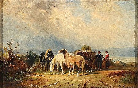 Horses and Figures in a Landscape
