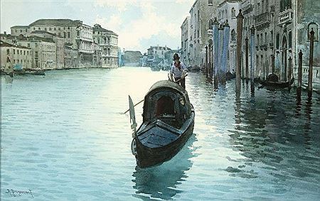 Gondola on a Venetian Canal at Dusk