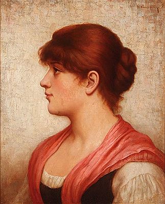 Bust Profile Portrait of a Young Beauty