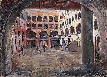 Courtyard Scene - 1944