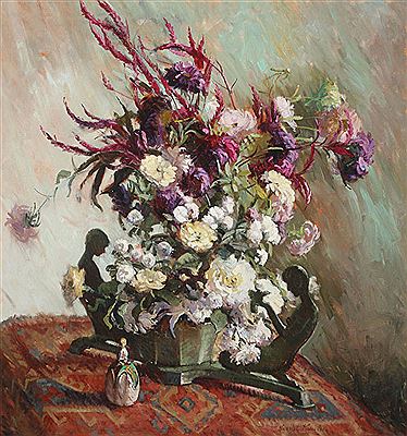 Silouhette and Bouquet - a pair of paintings