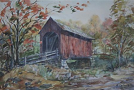 Bean Blossom Covered Bridge with Figure