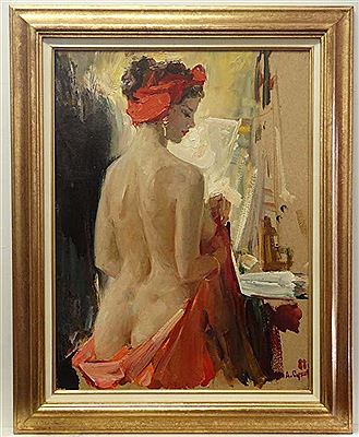 "Model in the studio"