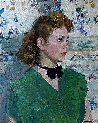 "Young lady in green"