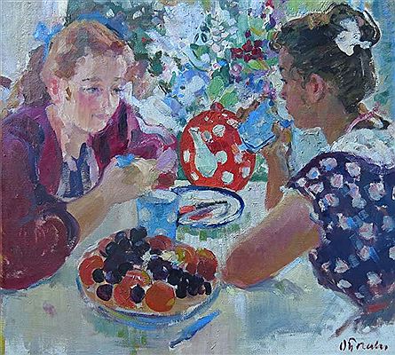 "Tea time" by Olga Bogaievskaia - Auction record, sale price, and art valuation. Compare with similar artists and explore comparable artworks.