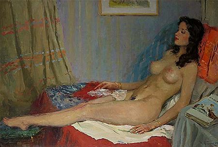 "Model in the artist's studio"