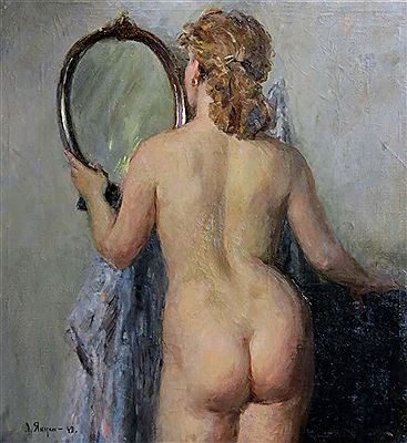 "Nude with mirror" by Leonid Borisovich Yanush - Auction record, sale price, and art valuation. Compare with similar artists and explore comparable artworks.