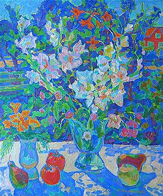 "Still life with flowers" by Oleg Mikhailov - Auction record, sale price, and art valuation. Compare with similar artists and explore comparable artworks.