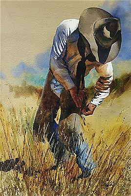 Untitled (Cowboy Fixing Chaps)