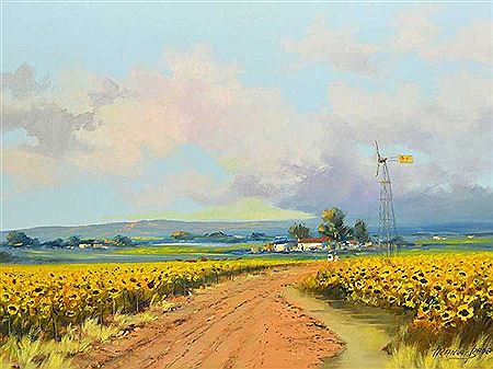Sunflower Landscape by Francois Badenhorst - Auction record, sale price, and art valuation. Compare with similar artists and explore comparable artworks.
