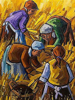 Maize Pickers in a Field