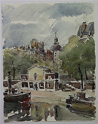 "Péniches amarrées sur les quais de Seine"