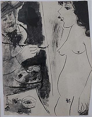 "Peintre au chapeau et son modèle"