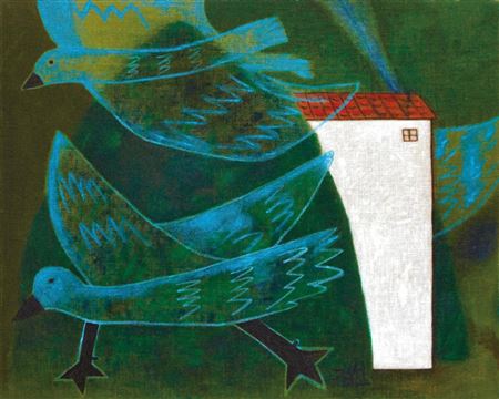 Birds and House by JomSun Kim - Auction record, sale price, and art valuation. Compare with similar artists and explore comparable artworks.