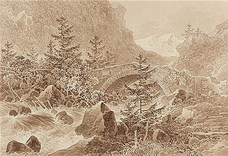 Die erste Brücke über den Rhein (...) in Graubünden