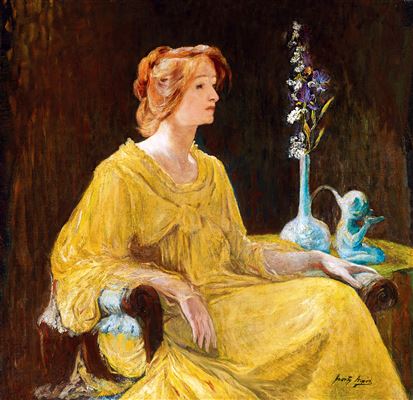 Young Girl with an artdeco Vase