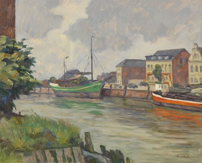 Hafen von Husum mit Motor-Segelschiff "Helene"