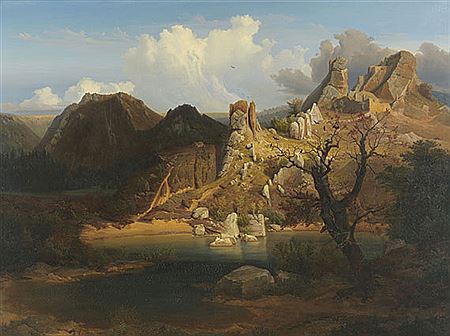 Landschaft mit schroffer Felsenpartie und Bergsee by Carl Dahl - Auction record, sale price, and art valuation. Compare with similar artists and explore comparable artworks.