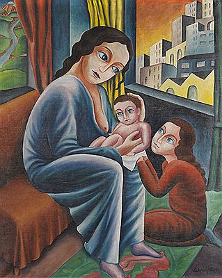 Sample artwork by Georg Schrimpf (1889 - 1938), known for still life, landscape and figure painting, woodcut magazine illlustration - View similar artists and auction records