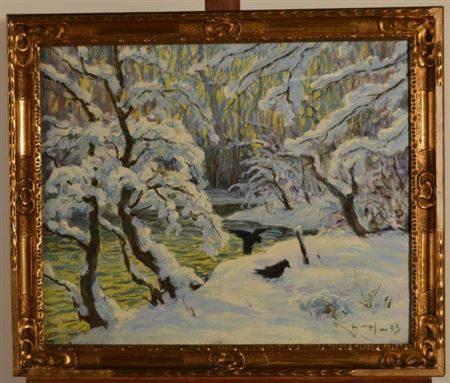 Paysage hivernale by Honore Hugrel - Auction record, sale price, and art valuation. Compare with similar artists and explore comparable artworks.