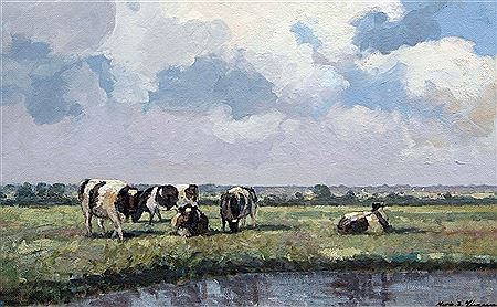 Friesian Cattle at Waters Edge