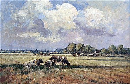 Cattle Grazing in Open Landscape by Kevin Barry Thompson - Auction record, sale price, and art valuation. Compare with similar artists and explore comparable artworks.