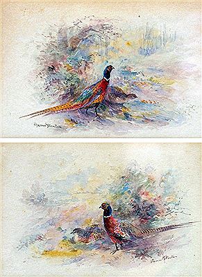 Pheasant in Landscape (pair) by James Stinton - Auction record, sale price, and art valuation. Compare with similar artists and explore comparable artworks.