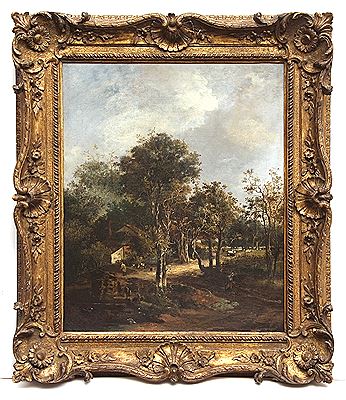 Figures in a Wooded Landscape with Cottage