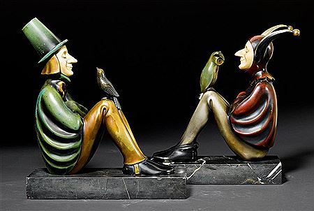 Sample artwork by Roland Paris (1894 - 1945), known for humorous, whimsical figural bronze, marble and ivory sculpture, wood cuts - View similar artists and auction records