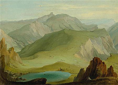 View from Muntiggalm over Lake Seeberg towards the Stockhorn chain and Männiggrat. by Caspar Wolf - Auction record, sale price, and art valuation. Compare with similar artists and explore comparable artworks.
