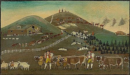 Alpine Cattle Drive before a landscape
