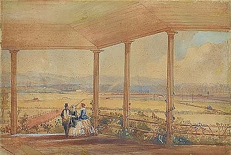 View from the Verandah at Hobartville, Seat of Mrs. W. Cox by Frederick Garling - Auction record, sale price, and art valuation. Compare with similar artists and explore comparable artworks.