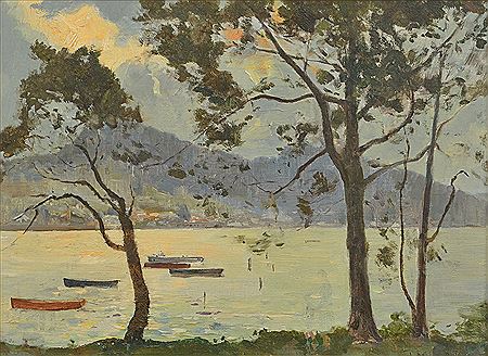 Pittwater Twilight by James Muir Auld - Auction record, sale price, and art valuation. Compare with similar artists and explore comparable artworks.
