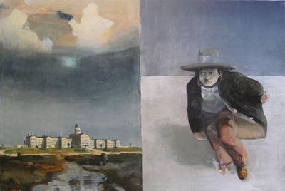Sample artwork by Leslie Lerner (1949 - 2005), known for modernist landscape and narrative painting - View similar artists and auction records
