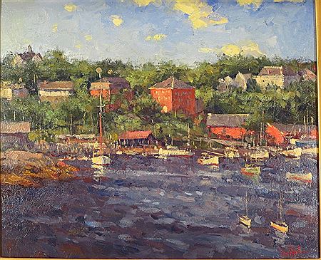 Boats At Anchor In A Harbor. by George Van Hook - Auction record, sale price, and art valuation. Compare with similar artists and explore comparable artworks.