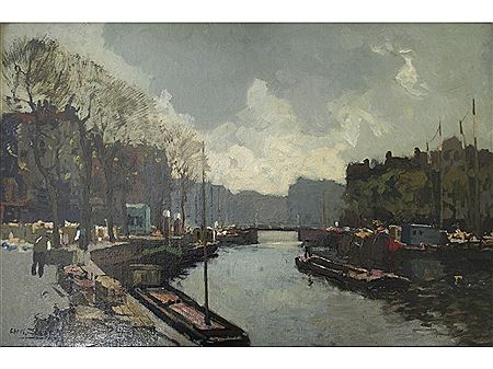 TOWN SCENE WITH A CANAL