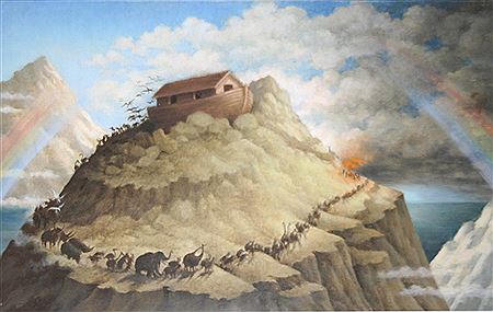 THE ANIMALS LEAVING NOAH'S ARK ON MOUNT ARARAT